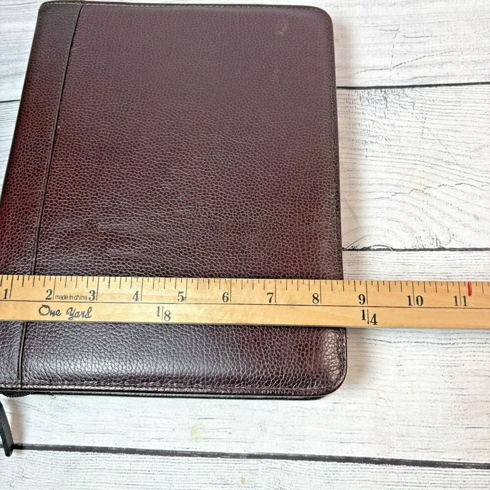 Vintage Franklin Covey Quest Brown Top Grain Leather 7 Ring Zip Planner USA